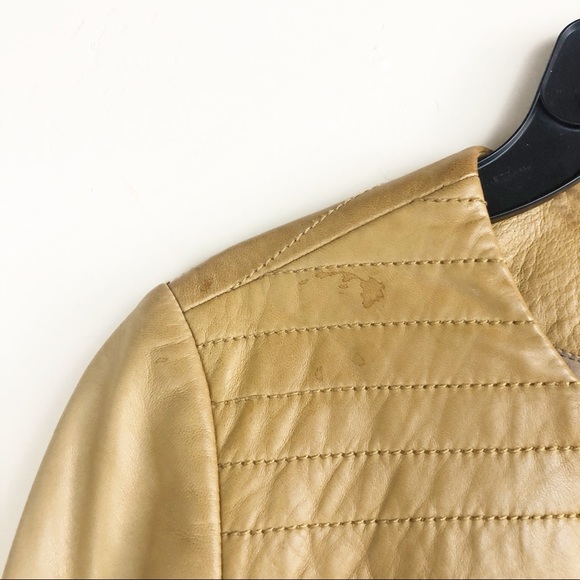 Tory Burch Camel Zip Accent Leather Jacket - Picture 3 of 9